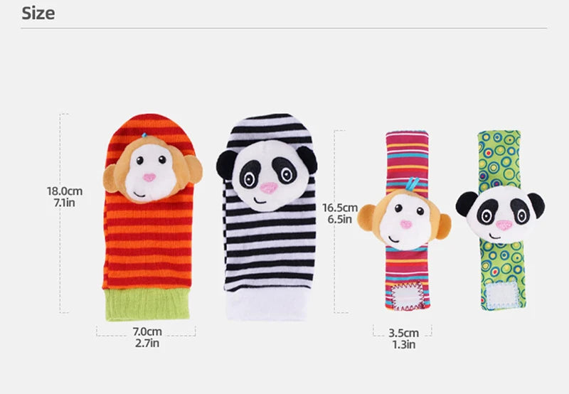 Black and White Sensory Wrist Rattles and Foot Finders for Newborns