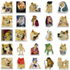 A collection of funny animal meme stickers featuring dogs, cats, and other animals for laptops and water bottles