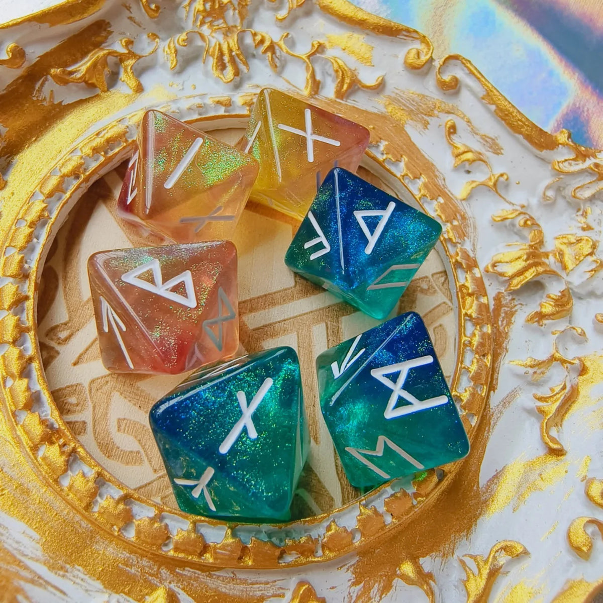 Galaxy Rune Dice Set – 8-Sided Polyhedral Dice for Divination & Games