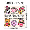 Product size guide showing the dimensions of a stress relief cute and easy coloring book.