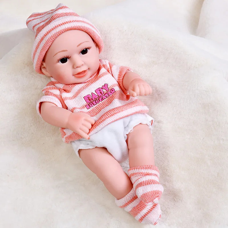 Lifelike 12-Inch Reborn Baby Doll with Outfit – Soft Vinyl, Huggable & Cute