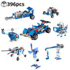 A set of 396 pieces STEM robotics engineering building kits featuring various robotic vehicles and mechanical structures.