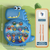 A blue dinosaur toy featuring 12 magnetic fishing hooks for kids