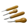 A professional bezel setting pusher tool with a wooden handle and metal tip.