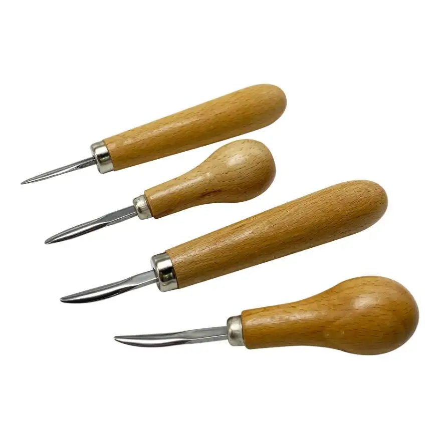 A professional bezel setting pusher tool with a wooden handle and metal tip.