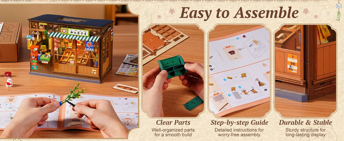 Nostalgic Japanese Corner Shop DIY Book Nook Kit with LED Lighting
