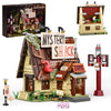 A detailed building block set of a Mystery Shack featuring a wooden facade, roof, and surrounding landscape.