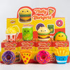 A box of Tasty Burgers featuring cute food-themed blind box collectibles like burgers, pizza, and donuts.