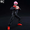 A fully articulated action figure of Yuji Itadori from Jujutsu Kaisen, standing in a dynamic pose.