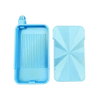 A light blue diamond painting tray with a pop-up plug for bead sorting, shown in two pieces.