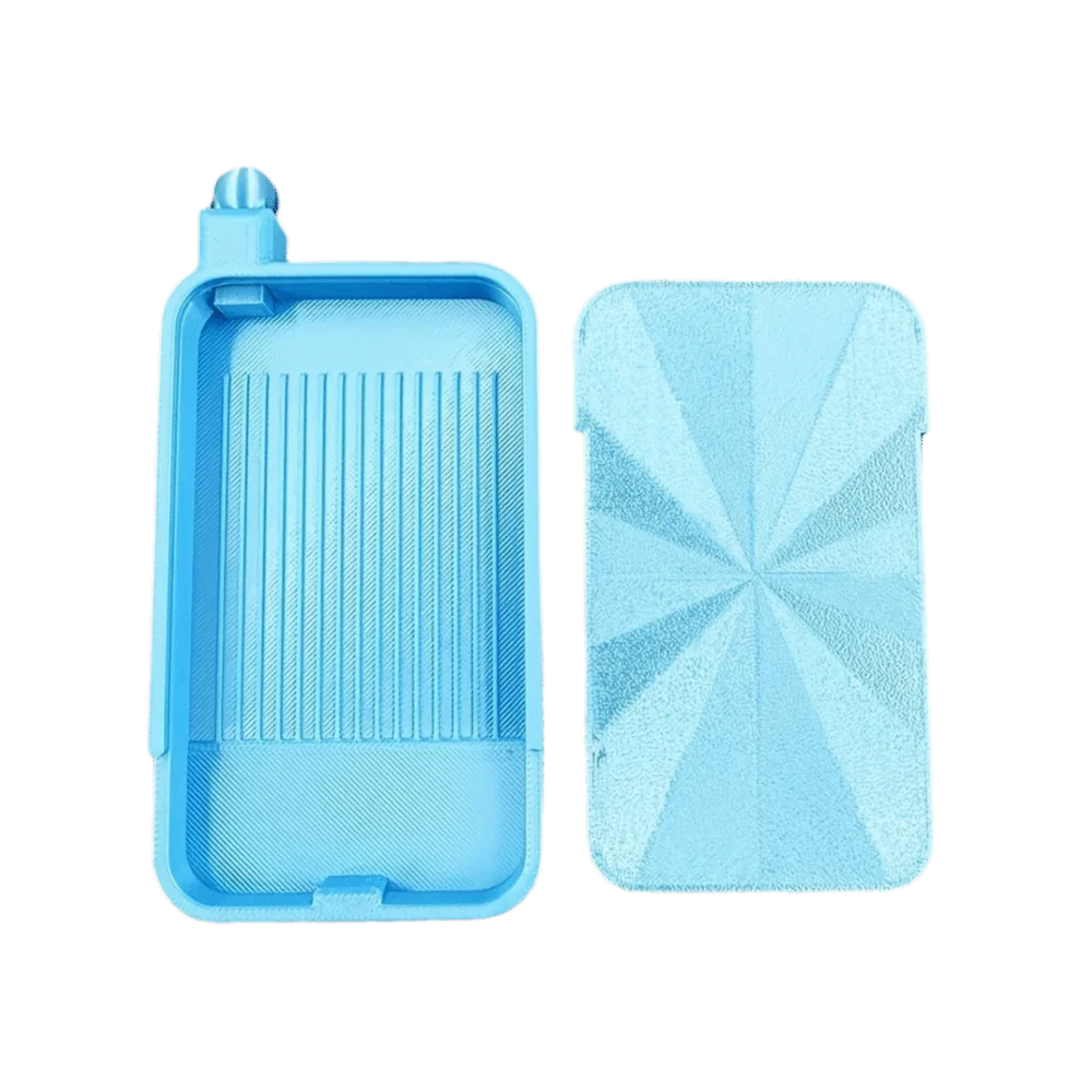 A light blue diamond painting tray with a pop-up plug for bead sorting, shown in two pieces.