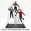 A display of three Michael Jackson collectible plush dolls in various outfits and poses.