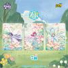 A set of three ZR trading cards featuring pink and blue ponies in a floral garden setting.