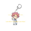Chibi acrylic keychain of a pink-haired male character from Fairy Tail with a silver keyring.