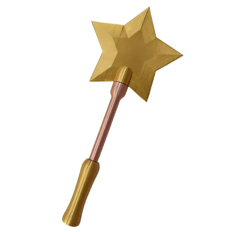 A gold-colored magic wand with a star head and a slender shaft, designed as a credit card holder.