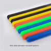A set of colorful 5A nylon drumsticks with non-slip grip in various colors like black, yellow, orange, green, and blue.