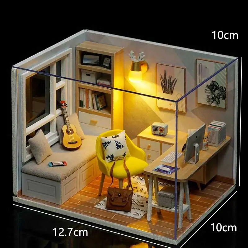DIY Wooden Dollhouse Kit with Miniature Furniture – 3D Puzzle Craft Set