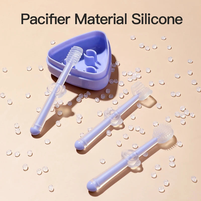 Baby Silicone Toothbrush Set with Tongue Cleaner and Storage Box