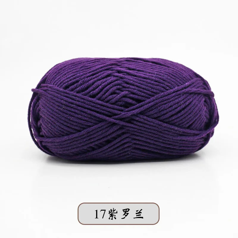 Purple pre-dyed milk cotton yarn 50g soft 5-ply blended yarn for knitting and crochet