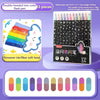 A box of 12 double-headed two-color flash pens with a metallic glitter finish and fiber soft heads.