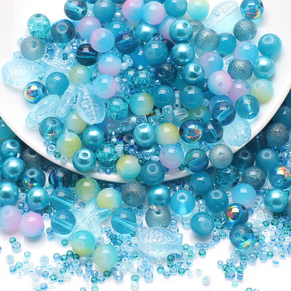Crystal Glass Seed Beads for Jewelry Making – 45g Mixed Colors & Shapes