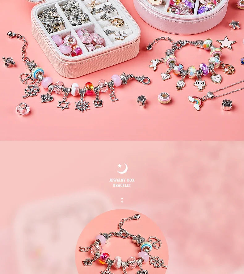 DIY Beaded Bracelet Craft Kit with Storage Box for Kids