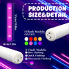 Diagram showing production size and detail of LED foam glow sticks with ON/OFF, slow flashing, quick flashing, and alternatel