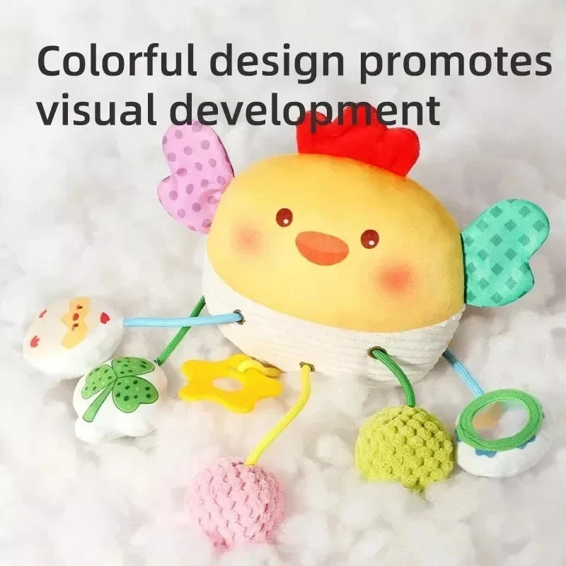 Montessori Baby Sensory Crab Toy with Clip, Rattle & Teether for 0-6 Months