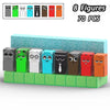 A set of 8 figures made of magnetic building blocks in various colors and expressions.