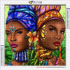 Diamond painting kit featuring a portrait of an African woman with vibrant colors and intricate details.