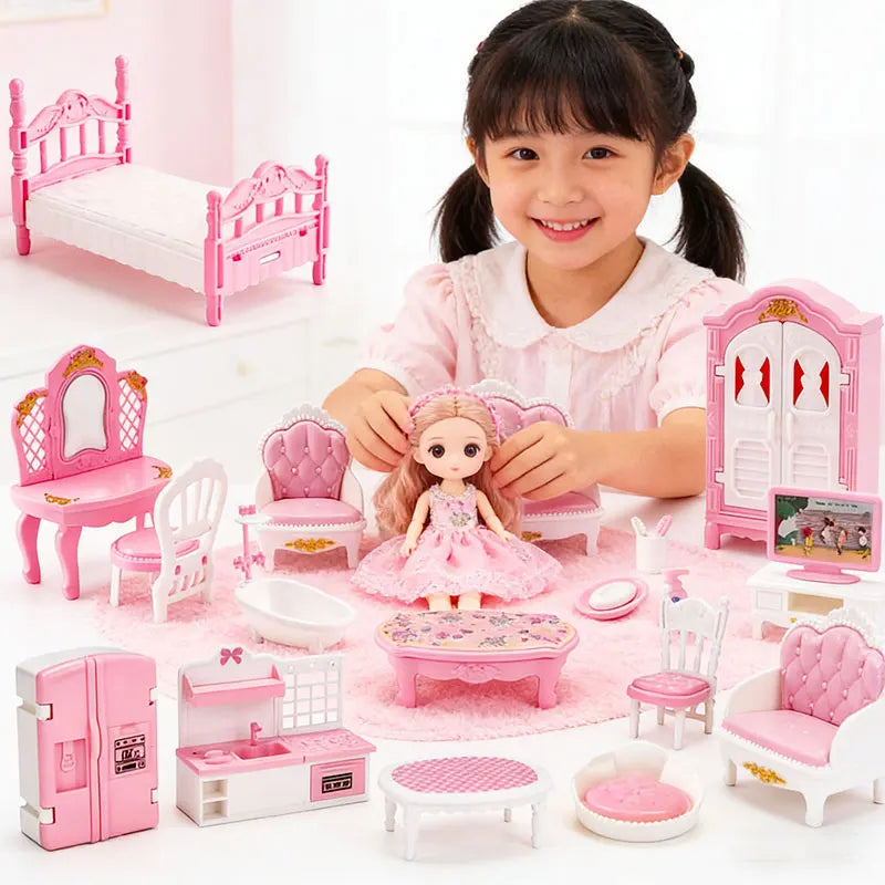 Dollhouse Furniture Set – 1:12 Scale Miniature Accessories for Bedroom, Living Room, Kitchen & Bathroom