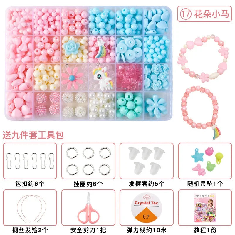 Polymer clay bead jewelry making kit for kids featuring various colored beads and tools