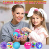 A woman and a girl are holding various colorful tactile water bead stress balls for sensory play.
