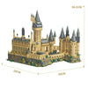 A detailed medieval castle building blocks set featuring stone towers and fortifications.