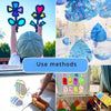 A child is using transparent colored PVC sheets for DIY crafts and modeling, including painting and building projects.