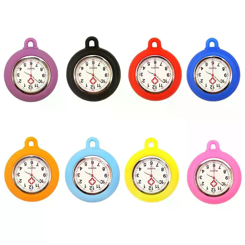Colorful Silicone Nurse Pocket Watch with Brooch Pin