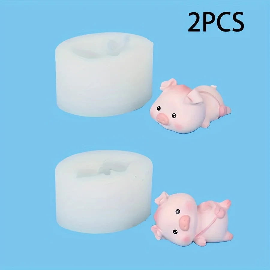 Cartoon Pig Silicone Mold Set for Crafting