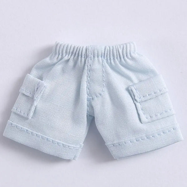 Light blue knitted mini jeans shorts for doll accessories