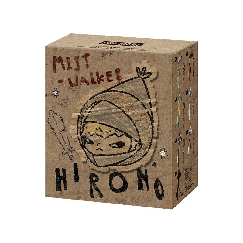 A brown cardboard box for a POP MART Hirono Mist-Walker blind box figure.