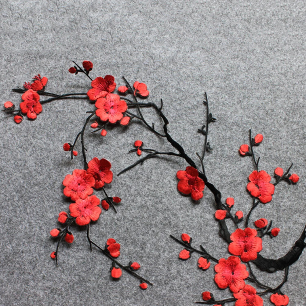 Plum Blossom Embroidered Applique Patch
