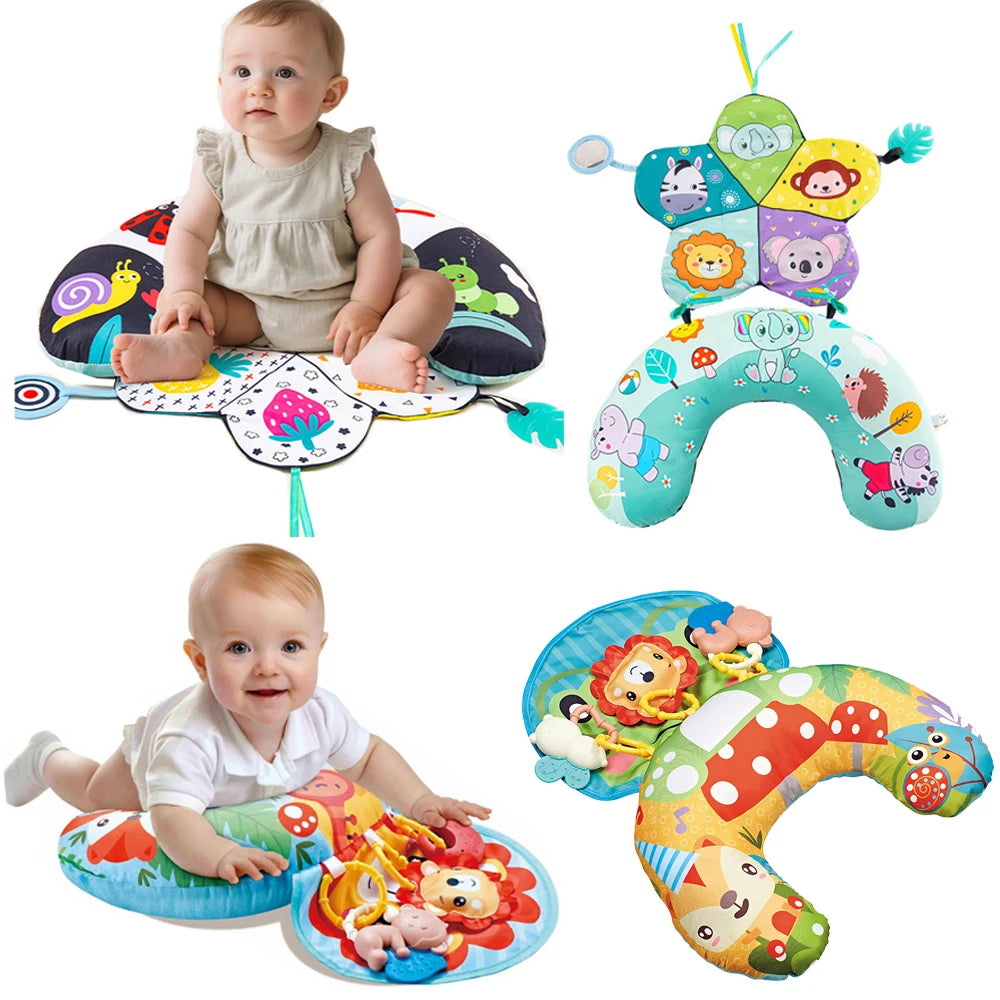High-Contrast Tummy Time Pillow for Baby Sensory Development