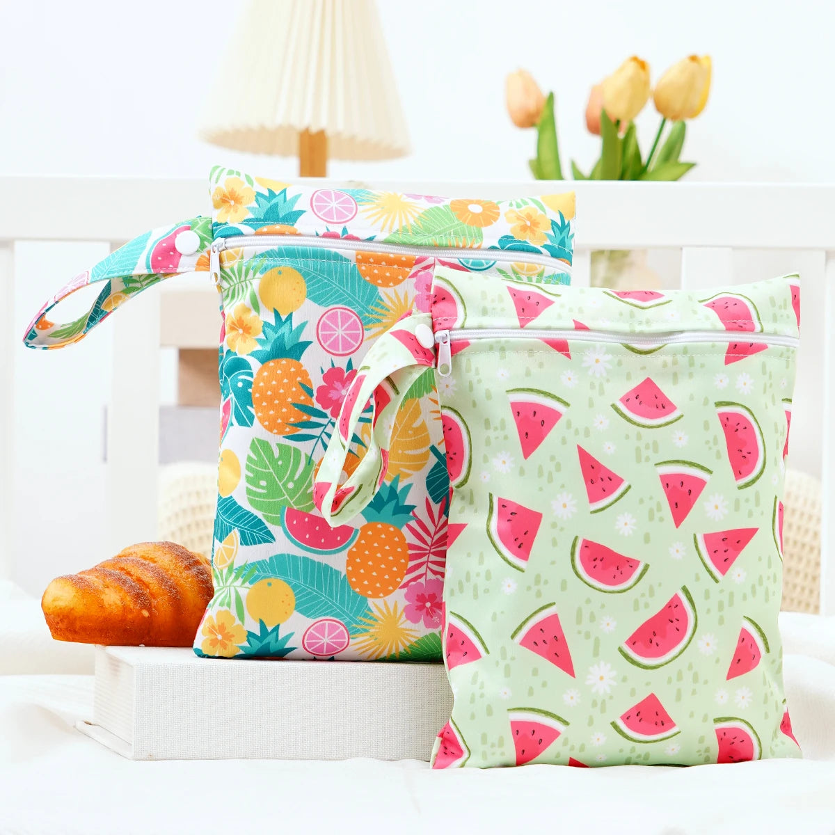 2-Pack Waterproof Wet/Dry Bags for Diapers & Baby Essentials