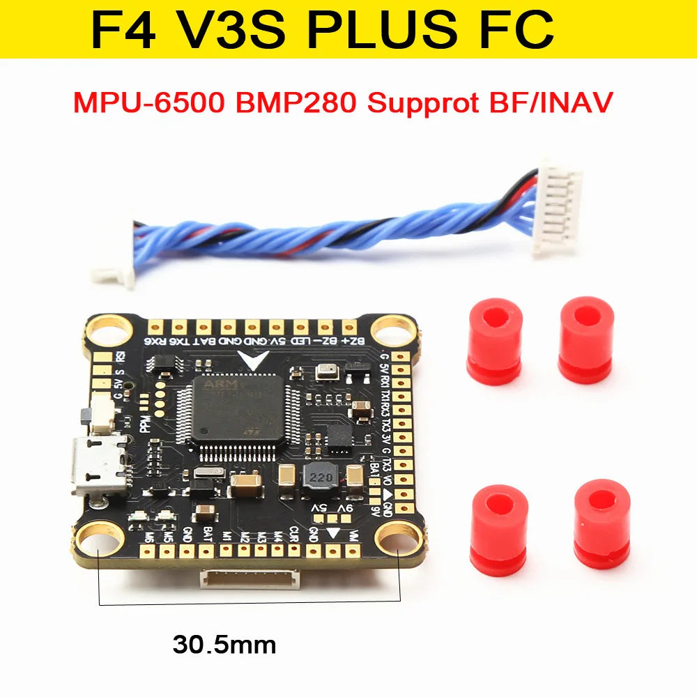 لوحة تحكم طيران MPU-6500 BMP280 مع أسلاك ومكونات حمراء