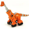 Orange die-cast dinosaur truck toy with a removable dinosaur figure