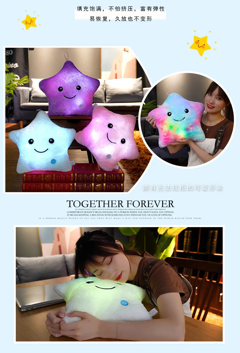 Glowing Star Pillow with Soft LED Light