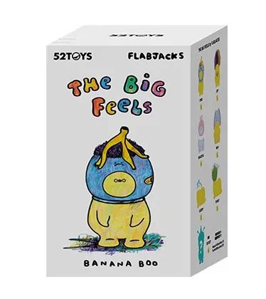 A box for the Flabjacks Banana Boo plush pendant, featuring a yellow banana character design.