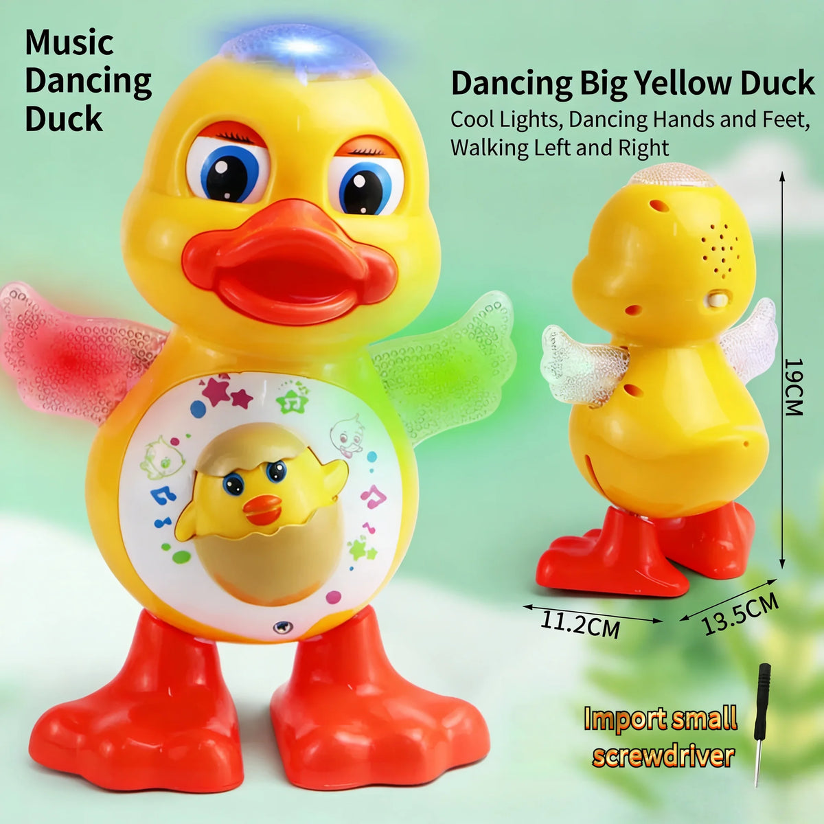Electric Dancing Duck Toy with Music and Light-Up Eyes