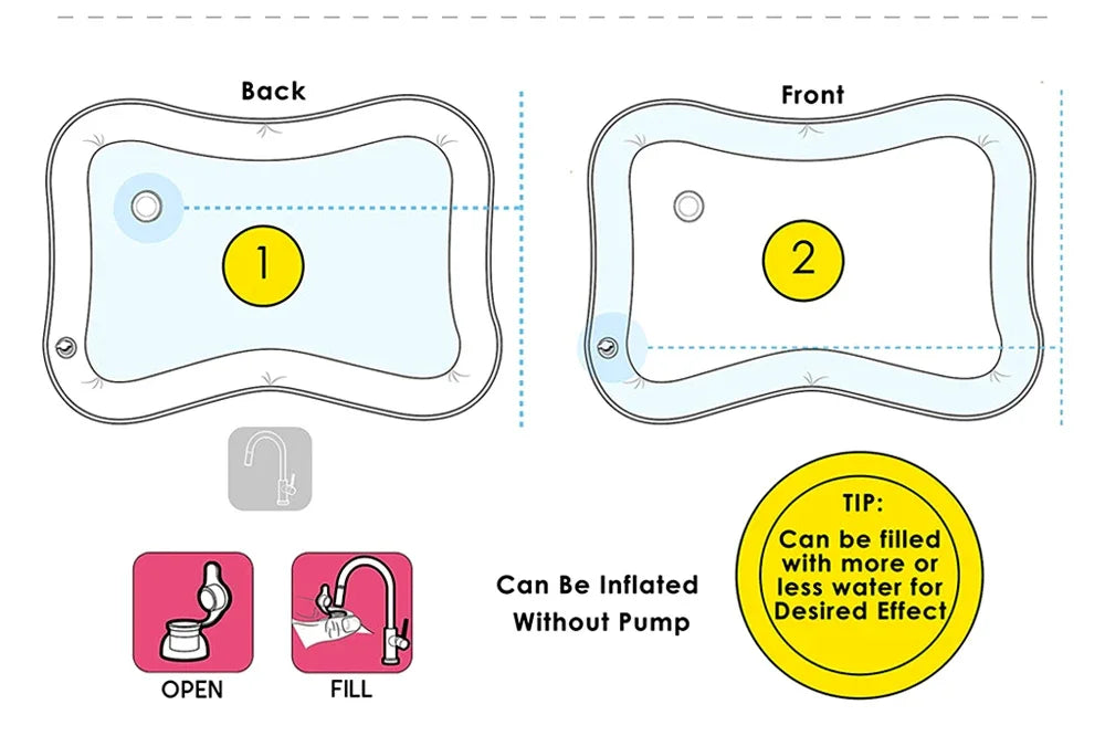Inflatable Tummy Time Water Play Mat with Floating Fish