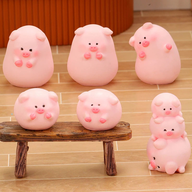 Cute Mini Piggy Resin Figurine for Desk, Shelf & Garden Decor