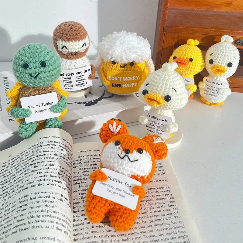 Handmade Crochet Positive Doll with Hugging Card